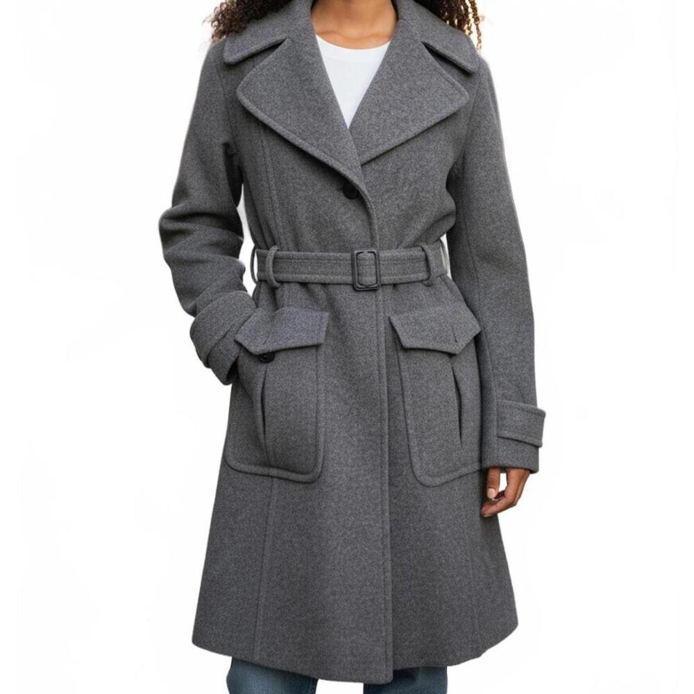 DKNY Womens Wool Blend Tie Belt Trench - Size 6